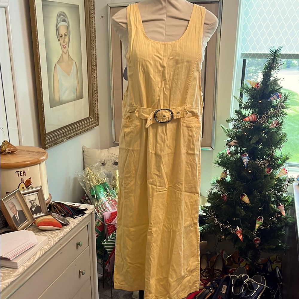Vintage 80’s Yellow Sleeveless Belted Dress